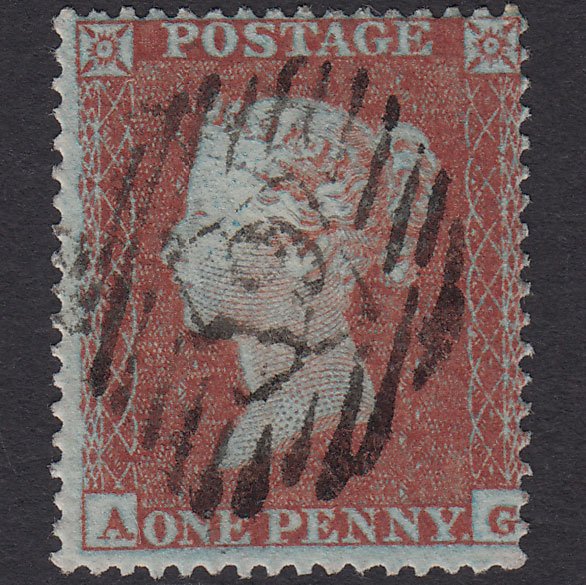 GB QV 1854 1d (Plate 194) SG17-C1(1) Framed Reverse AG VFU London IS 19