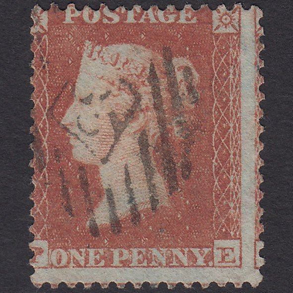 GB QV 1855 1d Red-brown PL R5 SG22-C2(1) PE GU London IS Cancel Misperf