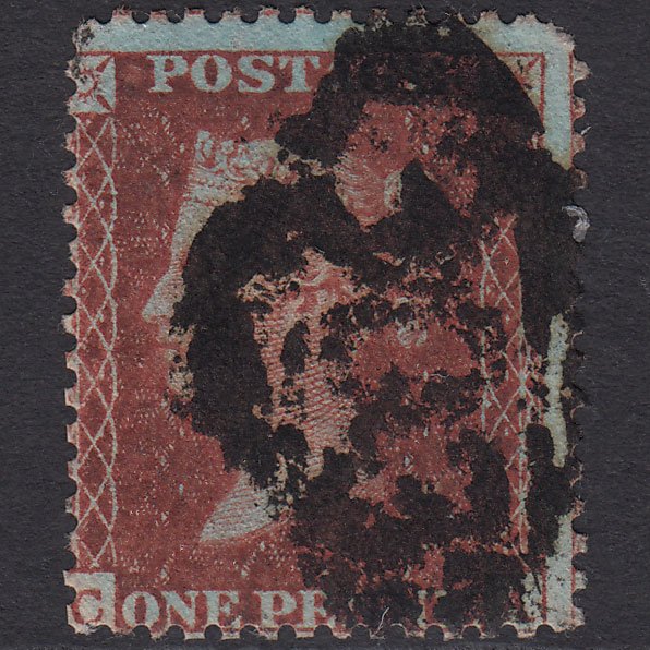 GB QV 1855 1d Deep Red-brown (Plate 1) SG24a-c3(2) CA GU Limerick 303 Misperf
