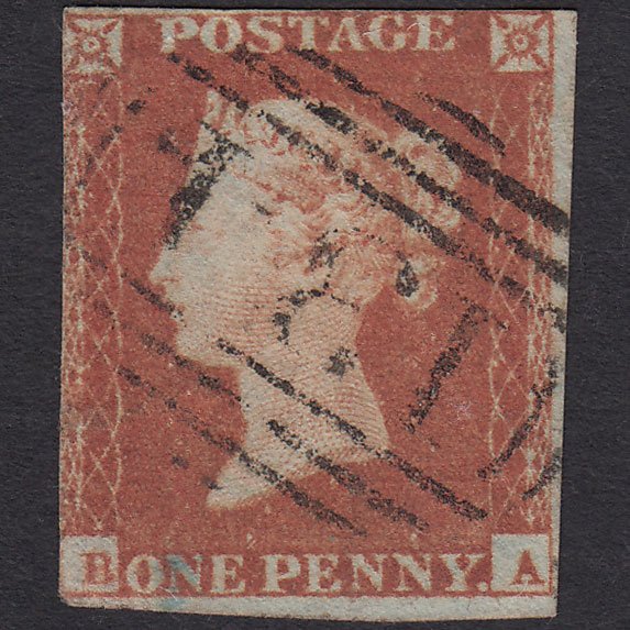 GB QV 1841 1d Red-brown (Plate 87) SG8-B1(1) BA GU 3 Margins Bristol 134