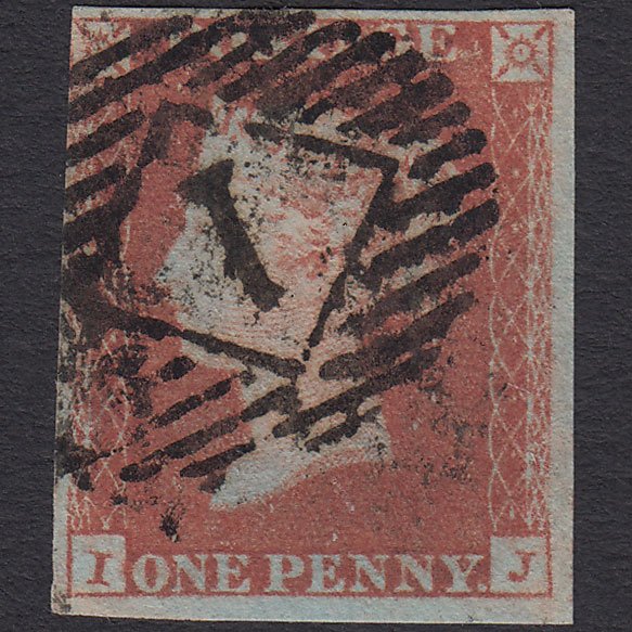 GB QV 1841 1d Red-brown (Plate 91) SG8-B1(1) IJ FU nr 4 Margins London IS 1