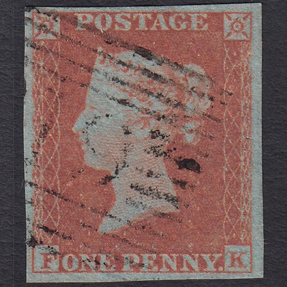 GB QV 1841 1d Very Blued (Plate 138) SG8a-B1(2) FK VFU Scotland