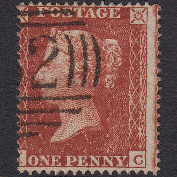 GB QV 1855 1d Red-brown (Plate 7) SG21-C4(1) IC VFU Belfast 62 Irish Spoon