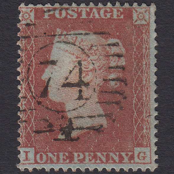 GB QV 1854 1d Red-brown (Plate 166) SG17-C1(1) IG FU London D&S 74