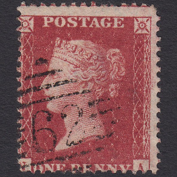 GB QV 1857 1d Deep Rose-red SG41-C10(4) NA GU Belfast 62 Misperf