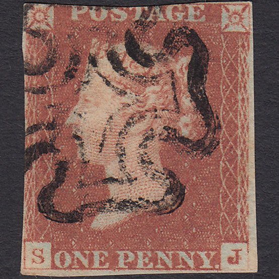 GB QV 1841 1d Red-brown (Plate 21) SG8-B1(1) SJ GU Maltese Cross