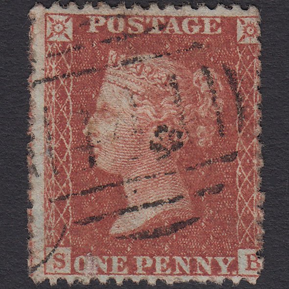 GB QV 1856 1d Red-brown (Plate 42) SG29-C8(1) SB FU Leamington 444 Spoon