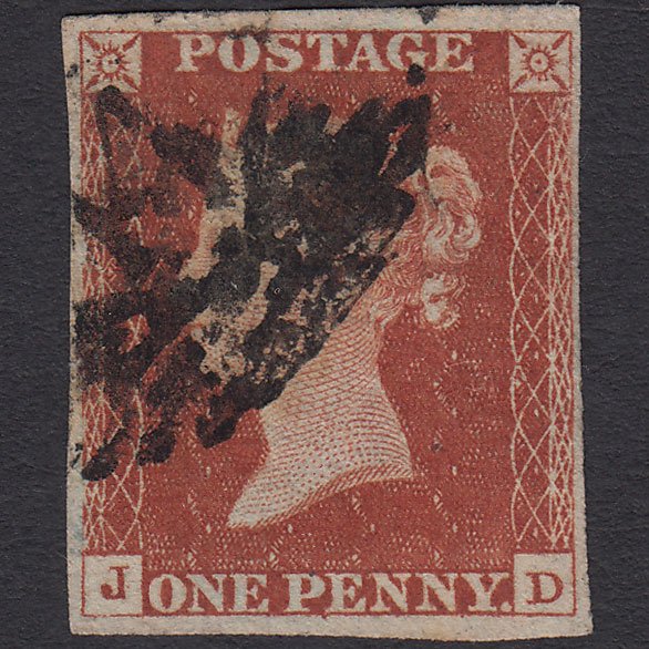 GB QV 1841 1d Red-brown (Plate 43) SG8-B1(1) JD GU 4 Margins London IS 14