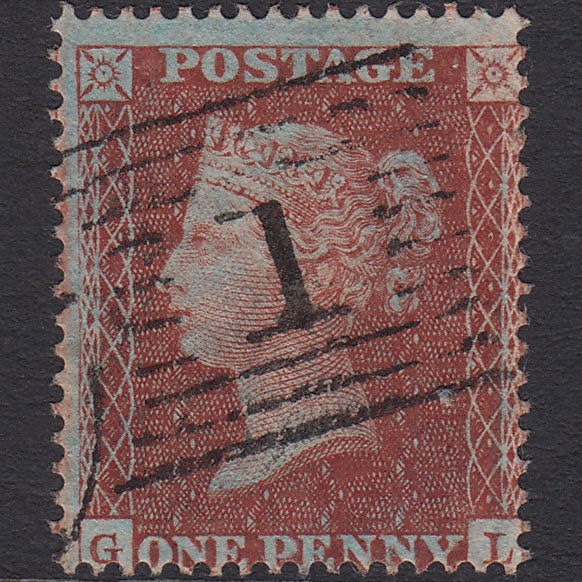 GB QV 1855 1d V Deep Red-brown (Plate 10) SG26-C5(2) GL VFU Missing Imprimatur