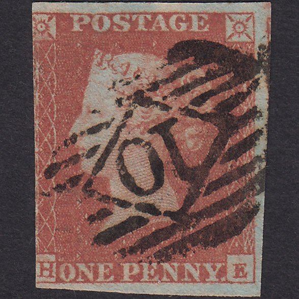 GB QV 1841 1d Red-brown (Plate 87) SG8-B1(1) HE FU 3 Margins London IS 10