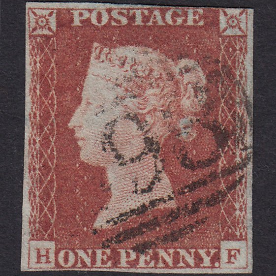 GB QV 1841 1d Red-brown (Plate 69) SG8-B1(1) HF FU nr 4 Margins