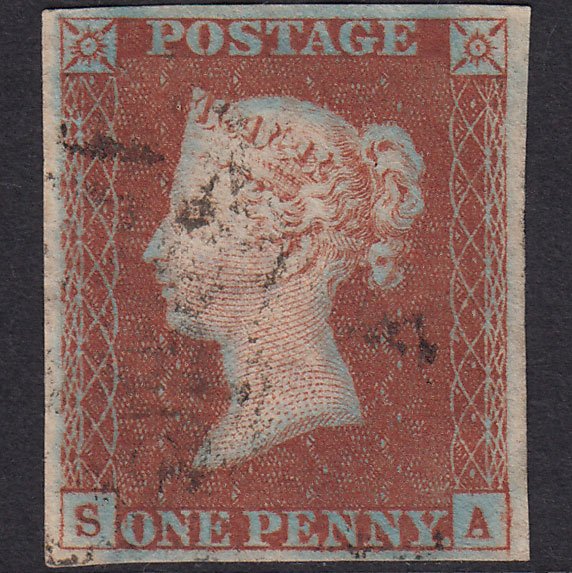 GB QV 1841 1d (Plate 30) SG8a-B1(2) SA VFU 4 Good Margins Light Cancel