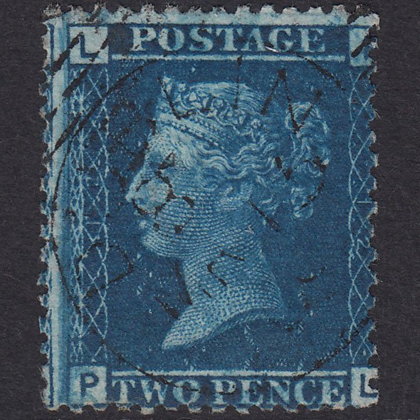 GB QV 1858 2d Blue (Plate 12) SG45-G2 PL VFU Dublin CDS Large Misperf