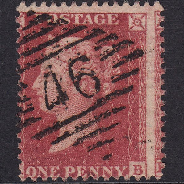 GB QV 1857 1d Plate 55 SG41-C10(4) KB FU Ballymena 46 Large Misperf