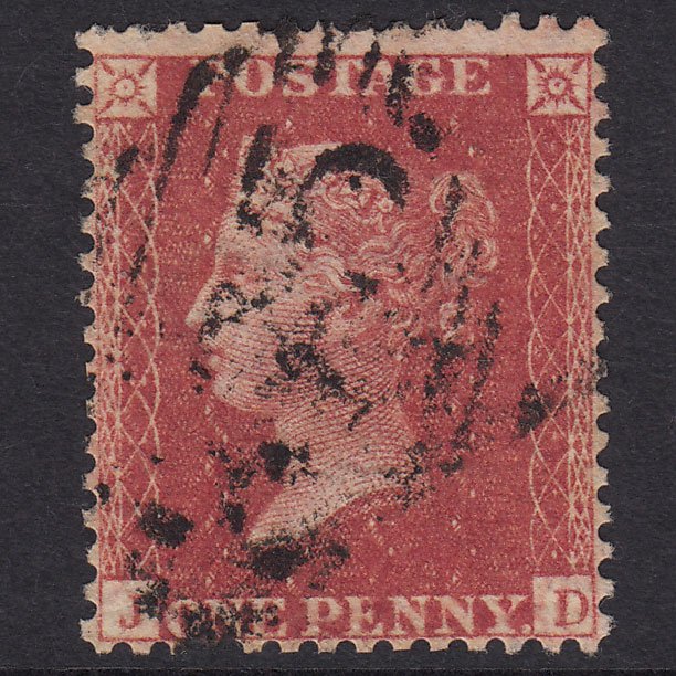 GB QV 1857 1d Rose-Red Plate 49 SG40-C10(1) JD GU Ireland