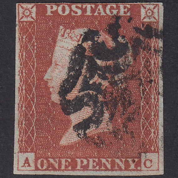 GB QV 1841 1d Red-Brown Plate 33 SG8-B1(1) AC FU Missing Imprimatur 4M MX