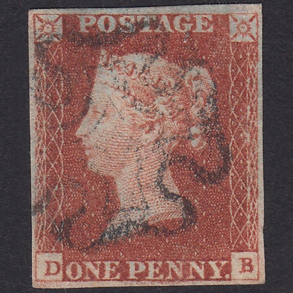 GB QV 1841 1d Red-Brown Plate 36 SG8-B1(1) DB GU 4 Margins Maltese Cross