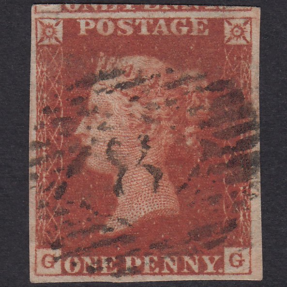 GB QV 1841 1d Deep Red-Brown Plate 53 SG10-B1(4) GG FU 4M London Is 8