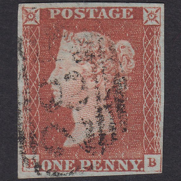 GB QV 1841 1d Red-Brown Plate 67 SG8-B1(1) EB GU 4 Margins Exeter 285