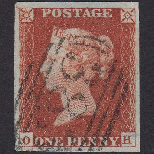 GB QV 1841 1d Red-Brown Plate 64 SG8-B1(1) OH VFU 4 Good Margins Hull 383