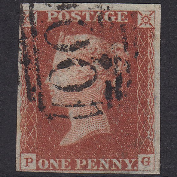 GB QV 1841 1d Red-Brown Plate 44 SG8-B1(1) PG GU 4 Margins