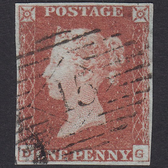 GB QV 1841 1d Red-Brown Plate 68 SG8-B1(1) DG FU 4 Margins London Is 15