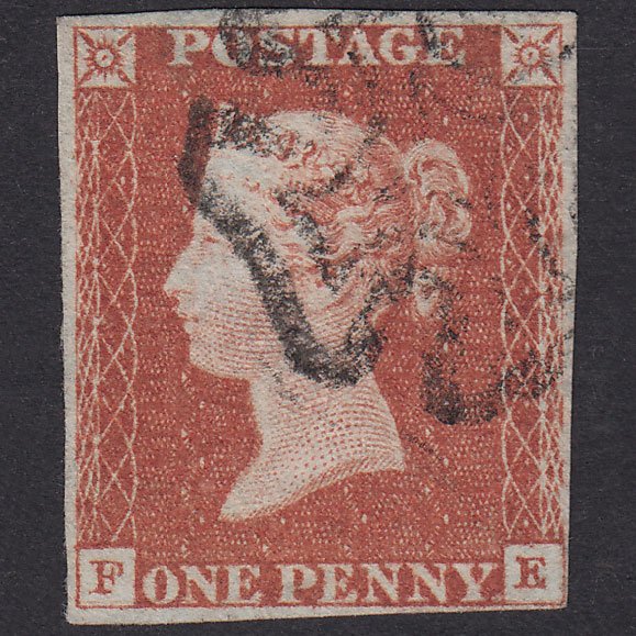 GB QV 1841 1d Red-Brown Plate 19 SG8-B1(1) Guideline FE FU 4M MX