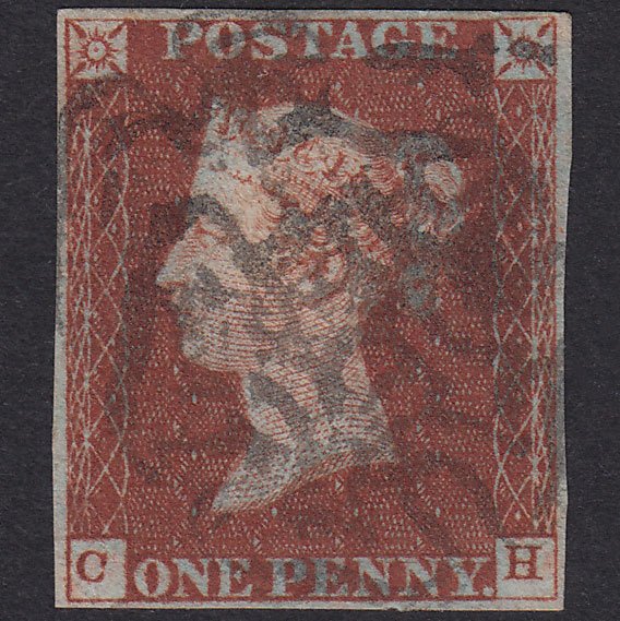 GB QV 1841 1d Deep Red-Brown Plate 34 SG10-B1(4) CH FU 4 Margins MX