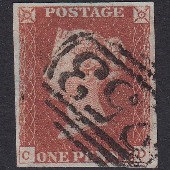 GB QV 1841 1d Red-Brown Plate 69 SG8-B1(1) CD FU 4 Margins Dewsbury 253