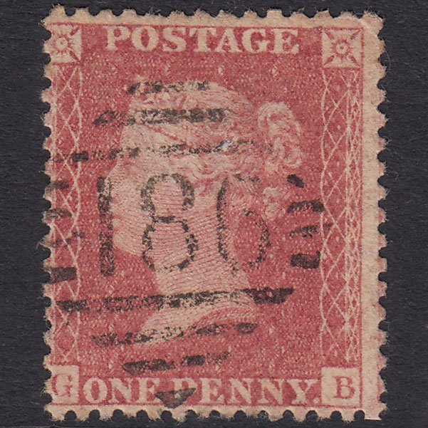 GB QV 1857 1d Rose-Red Plate 56 SG40-C10(1) GB GU Dublin 186
