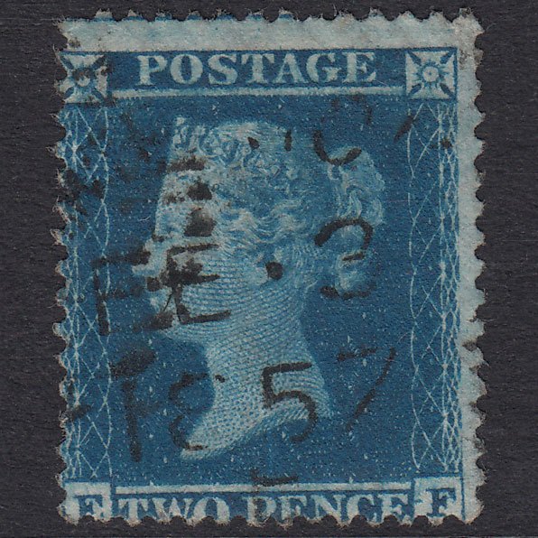GB QV 1855 2d Blue Plate 5 SG34-F6(1) Constant Variety EF GU