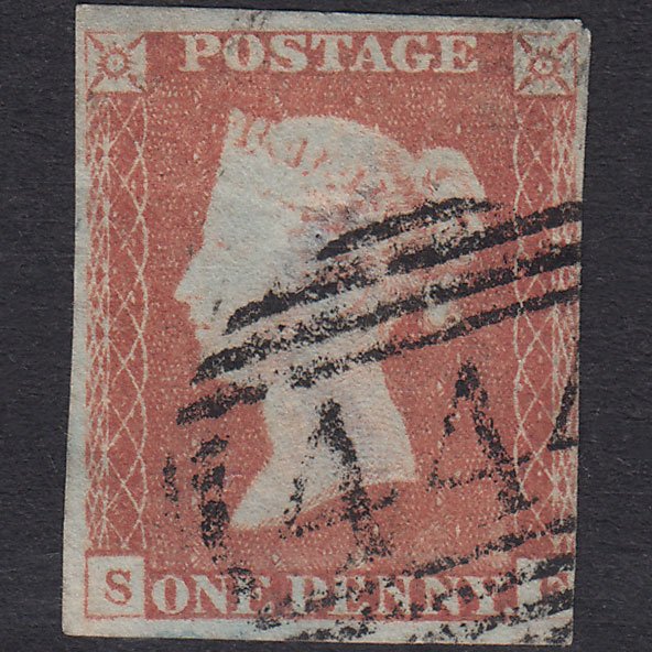 GB QV 1841 1d Red-Brown Plate 84 SG8-B1(1) SE 3 Margins Leamington 444