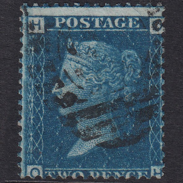 GB QV 1869 2d Blue Plate 13 SG46-G3 OH FU London D&S Cancel