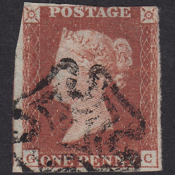 GB QV 1841 1d Red-Brown Plate 12 SG8-B1(1) GC GU Maltese Cross