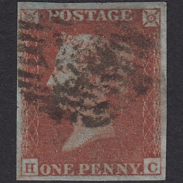 GB QV 1841 1d Red-Brown Plate 155 SG8-B2(1) HC GU 4M London IS Cancel