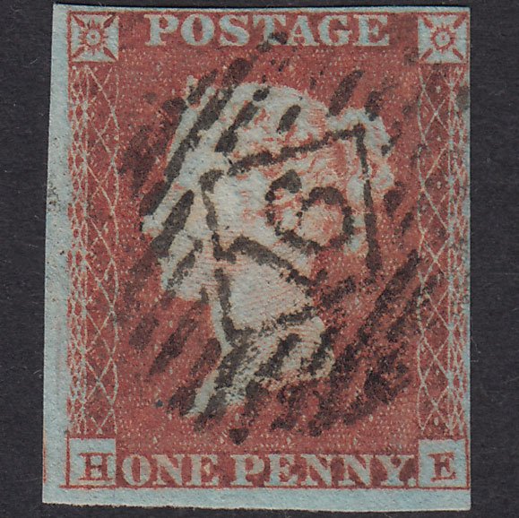 GB QV 1841 1d Red-Brown Plate 116 SG8-B1(1) HE FU 4 Margins London IS 16