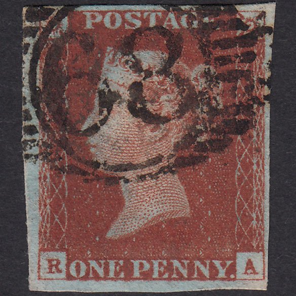 GB QV 1841 1d Deep Red-Brown Plate 53 SG10-B1(4) RA FU 4M London IS 68