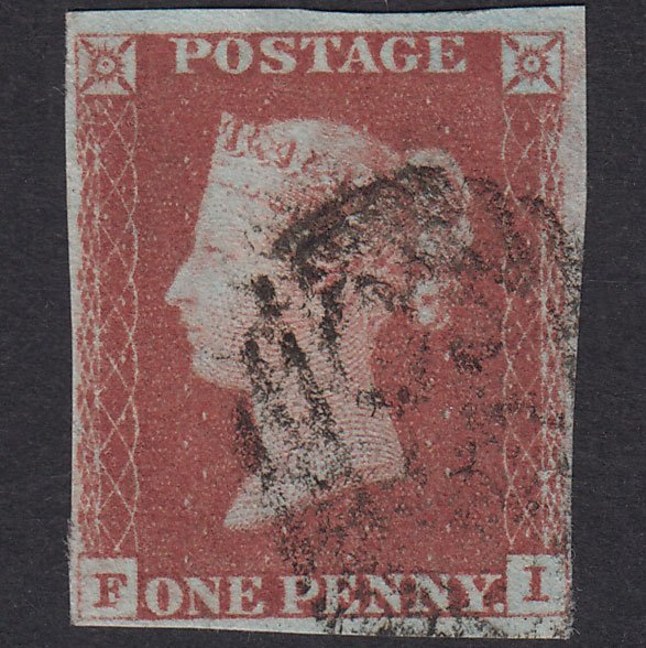 GB QV 1841 1d Red-Brown Plate 69 SG8-B1(1) FI FU 4 Margins