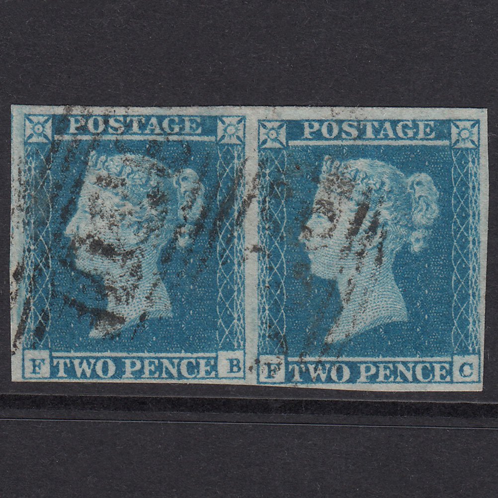GB QV 1841 2d Pale Blue Plate 4 SG13-E1(1) FB-FC FU 4 Margins