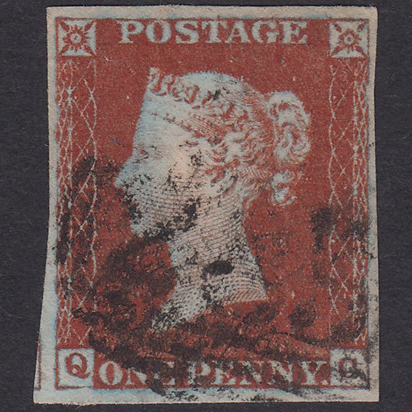 GB QV 1841 1d Red-Brown Plate 48 SG8-B1(1)-BS37 Framed Reverse QC FU 4M
