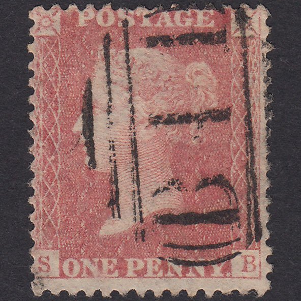 GB QV 1857 1d Pale Rose-Red Plate 39 SG39-C10(3) SB FU Devoran B11