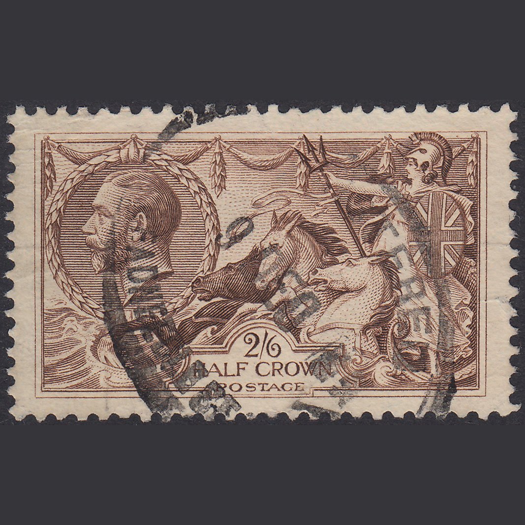 GB KG5 1918 2/6 Reddish Brown Seahorses SG415-N65(3) GU Registered Cancel