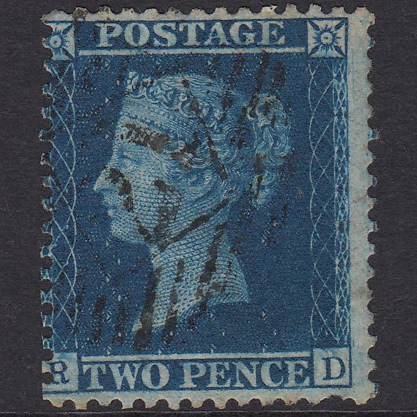 GB QV 1857 2d Deep Blue Plate 6 SG35-F7 RD GU London IS 21