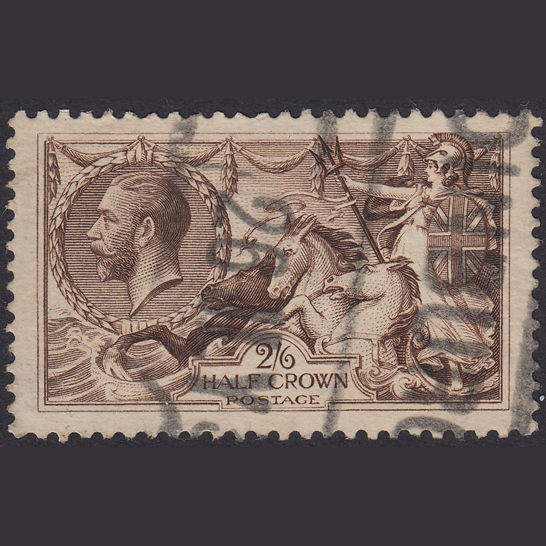 GB KG5 1918 2/6 Chocolate-Brown Seahorses SG414-N65(2) FU Well Centred