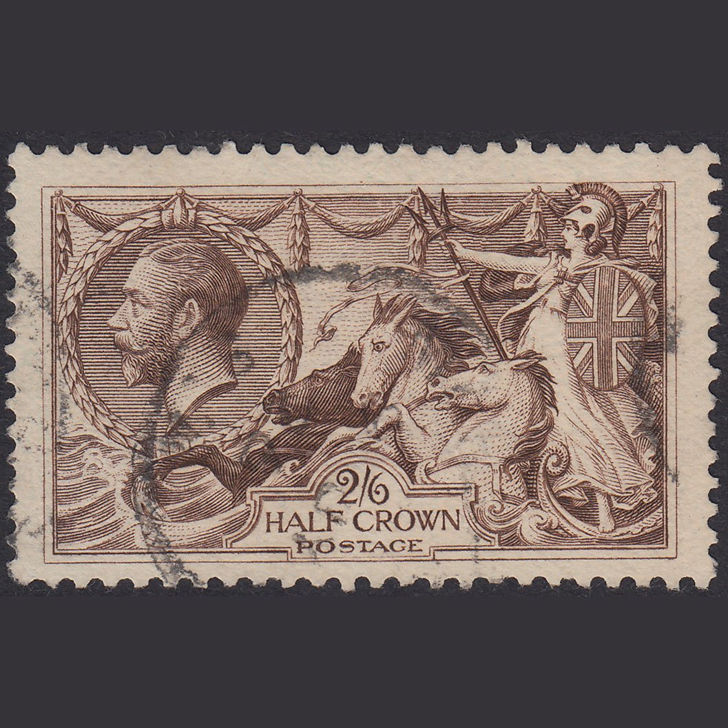 GB KG5 1918 2/6 Reddish Brown Seahorses SG415-N65(3) FU Light Cancel