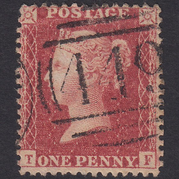GB QV 1857 1d Rose-Red Plate 43 SG40-C10(1) TF GU Leicester 449