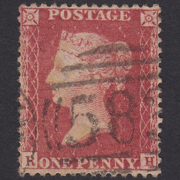 GB QV 1857 1d Rose-Red Plate 60 SG40-C10(1) RH GU Nottingham 583