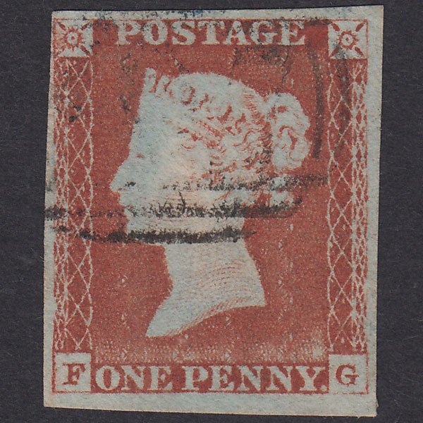 GB QV 1841 1d Red-Brown Plate 46 SG8-B1(1)-BS35 FG FU 4 Margins