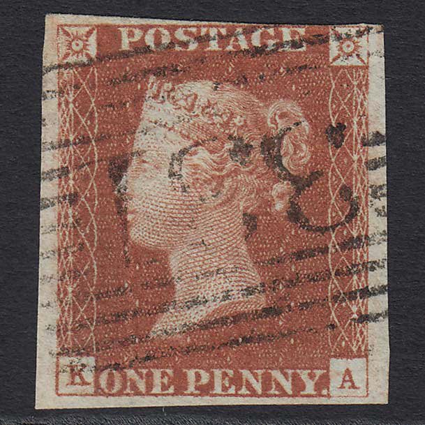 GB QV 1841 1d Red-brown (Plate 64) (SG8) 'KA' FU Turriff (331) nr 4 Margins