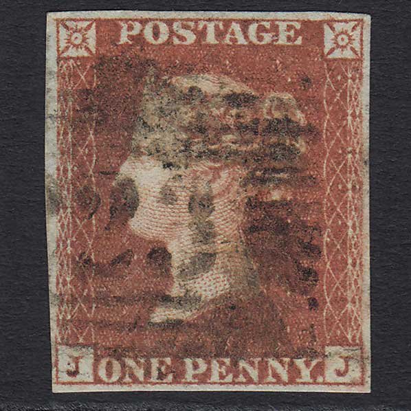 GB QV 1841 1d Red-brown (Plate 92) SG8 JJ GU Lerwick 223 4 Margins